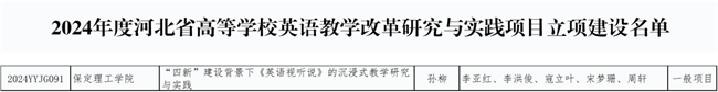 bwin必赢官网英语教改项目获河北省高等学校英语教学改革研究与实践项目立项